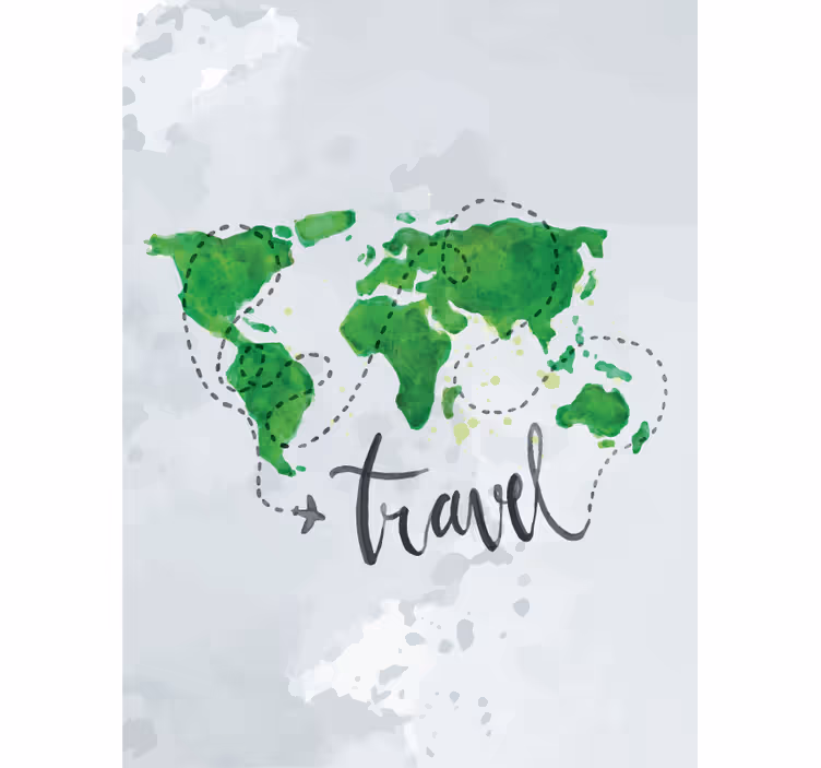 带世界地图的卷簾 水彩旅行 - TenStickers