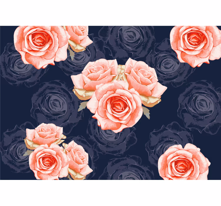 其他玫瑰花壁画优雅粉色花卉 - TenStickers
