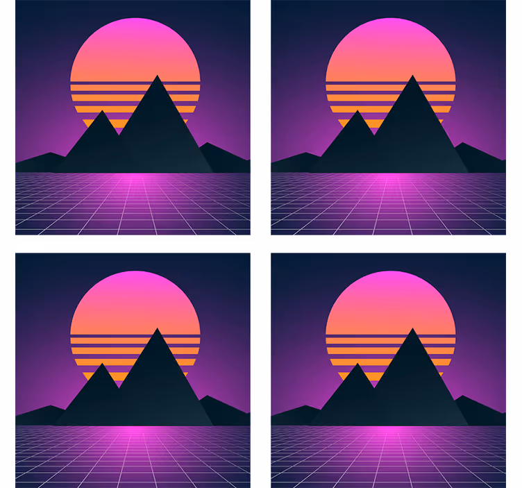 杯垫现代设计几何山脉日落 - TenStickers