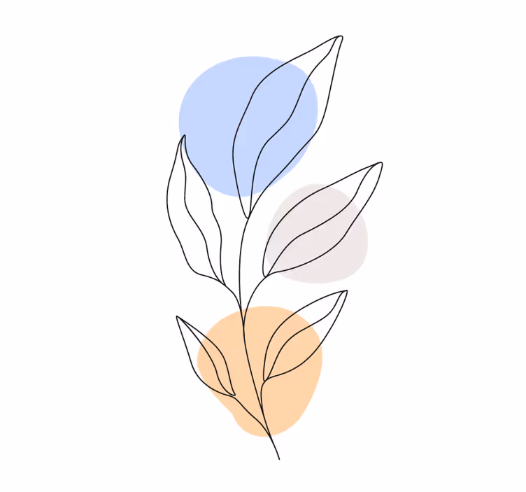 杯垫现代设计抽象植物线条艺术 - TenStickers