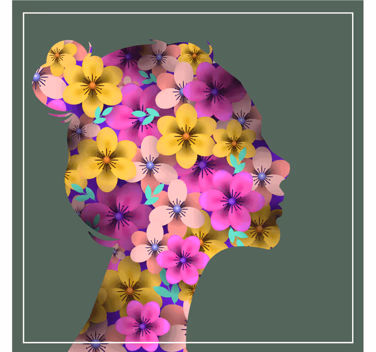 杯垫现代设计花卉剪影轮廓 - TenStickers
