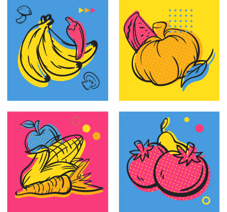 杯垫现代设计色彩丰富的水果插图 - TenStickers