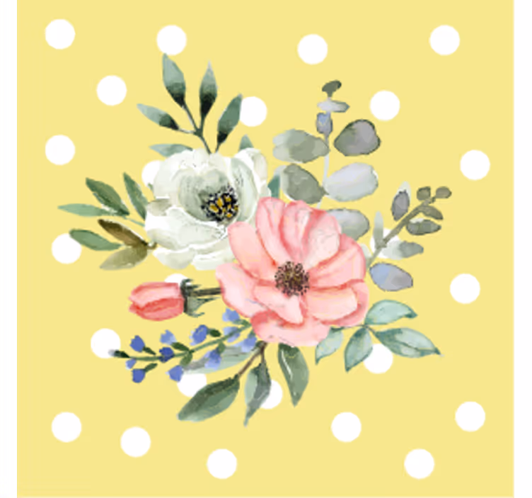 杯垫现代设计花卉图案与波点结合 - TenStickers