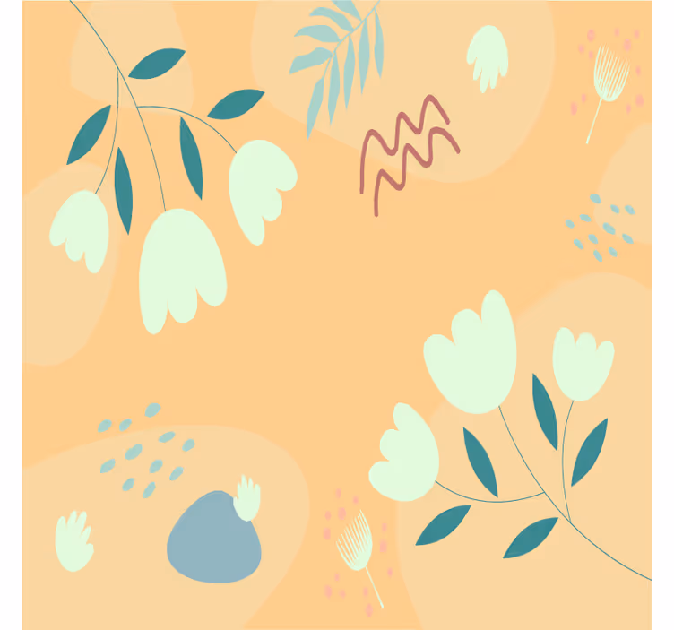 杯垫现代设计花卉极简图案 - TenStickers