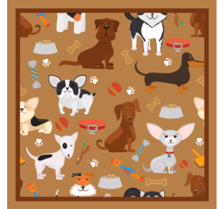 杯垫现代设计趣味狗狗插画 - TenStickers