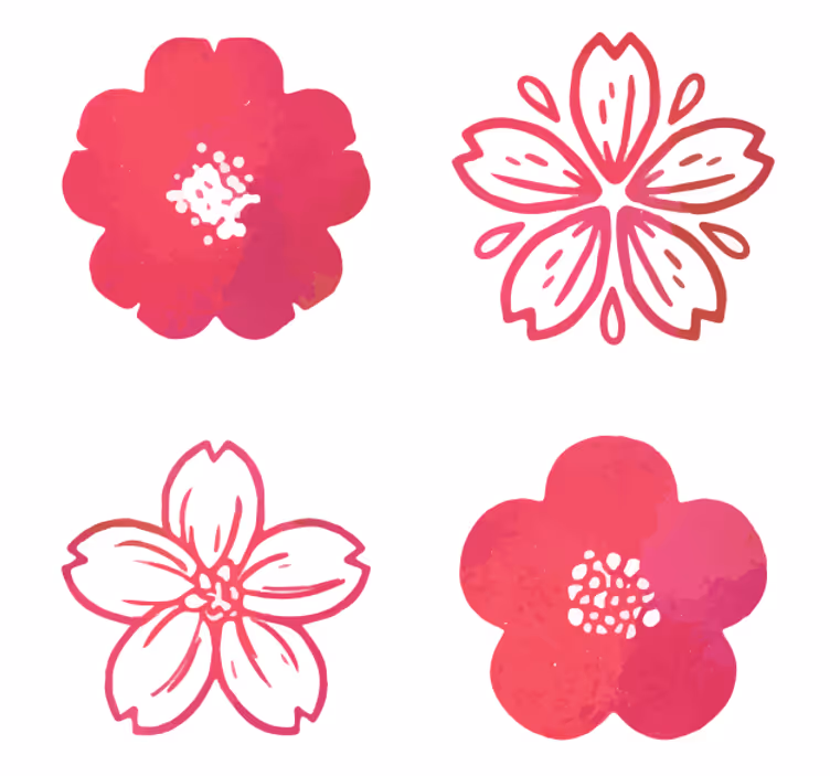 杯垫现代设计粉色花卉元素 - TenStickers