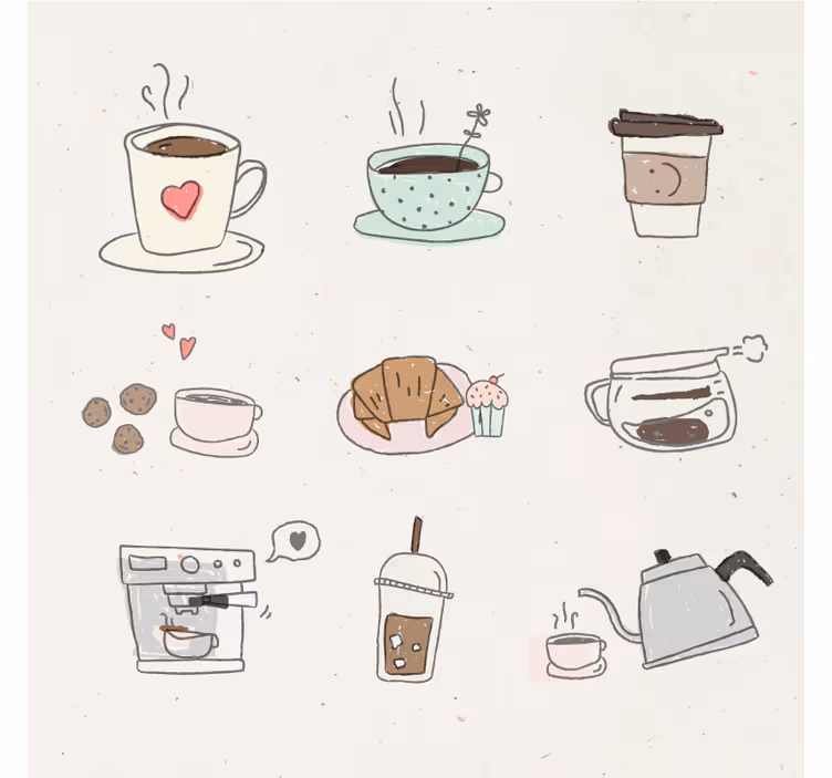 杯垫现代设计饮品插图拼贴 - TenStickers