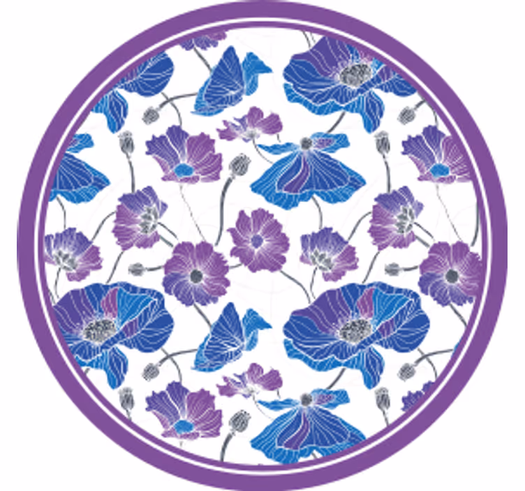 杯垫现代设计紫色花卉图案 - TenStickers