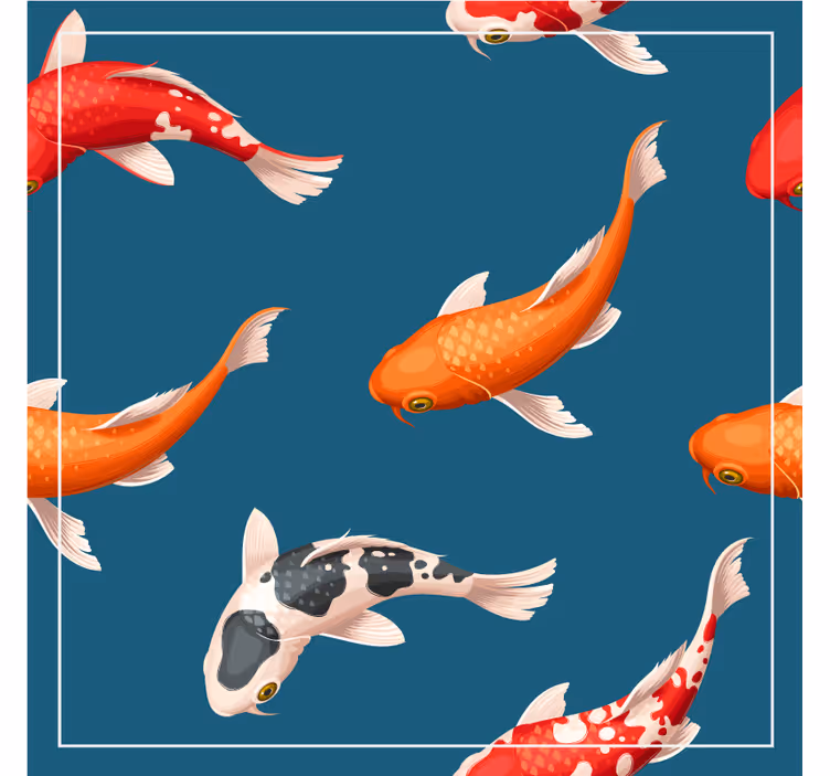 杯垫现代设计色彩斑斓的锦鲤图案 - TenStickers