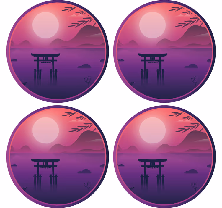 杯垫现代设计宁静日落风景 - TenStickers