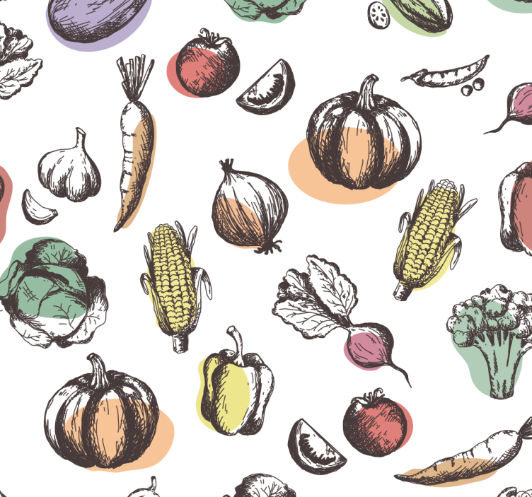 厨房盲道复古风格食材图案 - TenStickers