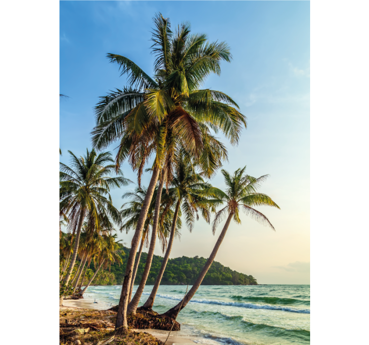 卫生间盲道与海滩上的棕榈树 - TenStickers