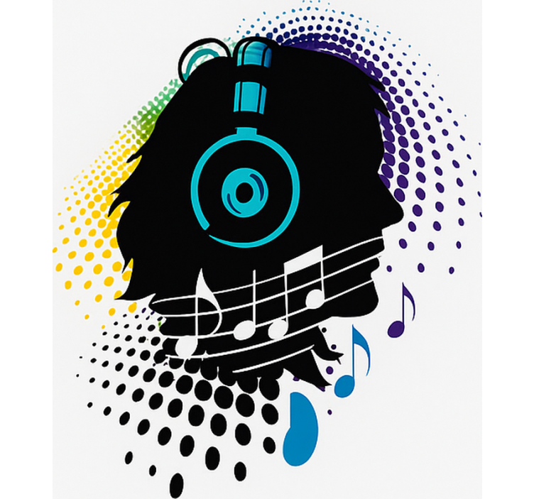 青年盲人 音乐头 - TenStickers