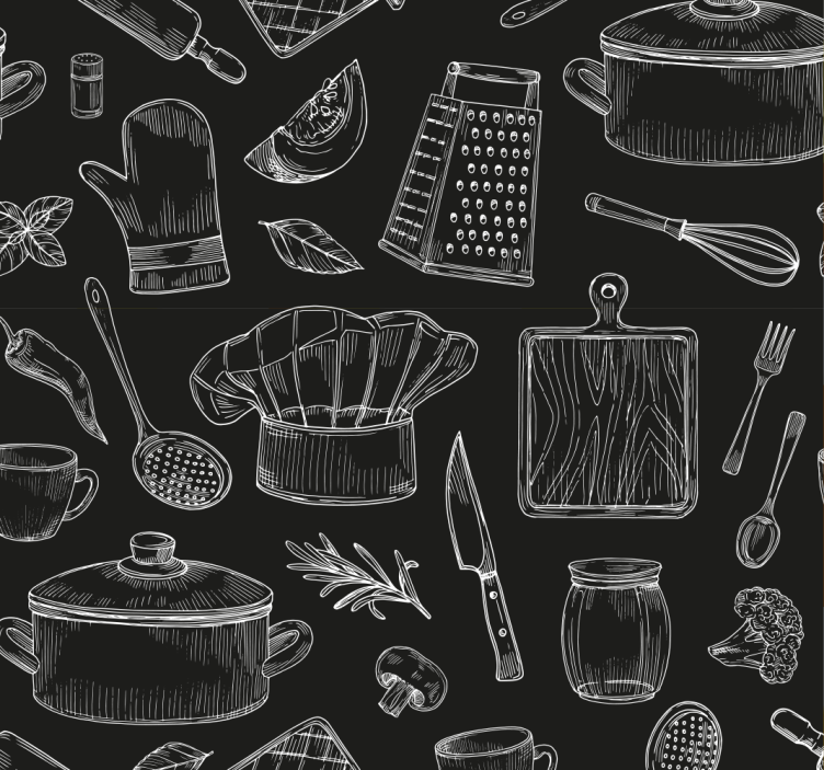 厨房盲道厨房用具素描设计 - TenStickers