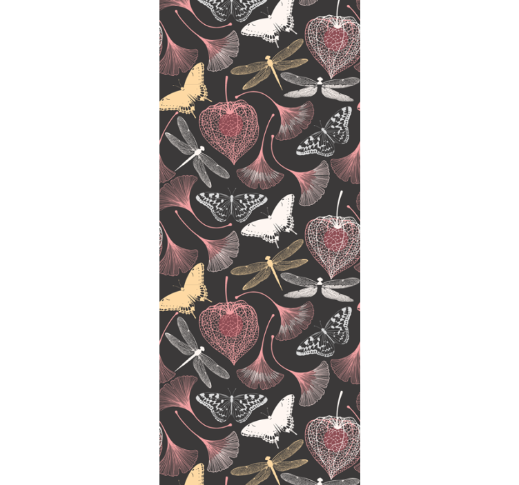 儿童盲人粉色叶子黑色蝴蝶图案 - TenStickers