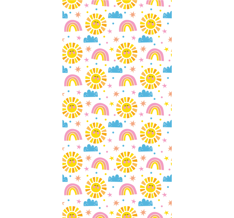 儿童盲人彩虹、太阳与云朵在白色背景上 - TenStickers
