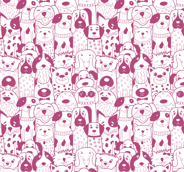 儿童盲人粉色狗狗毛发画作 - TenStickers