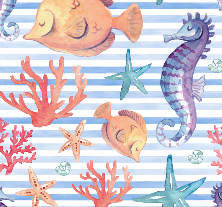 青年盲人海洋生物瓷砖 - TenStickers