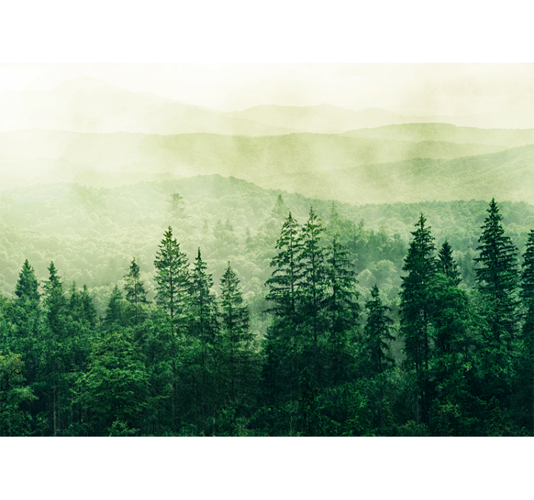 厨房盲道绿色森林山丘树梢 - TenStickers