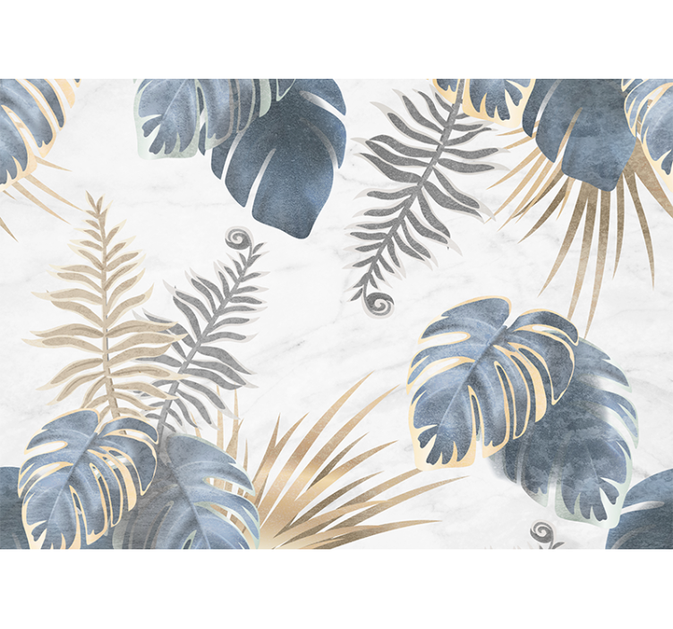 厨房盲道蓝色热带植物白色背景 - TenStickers