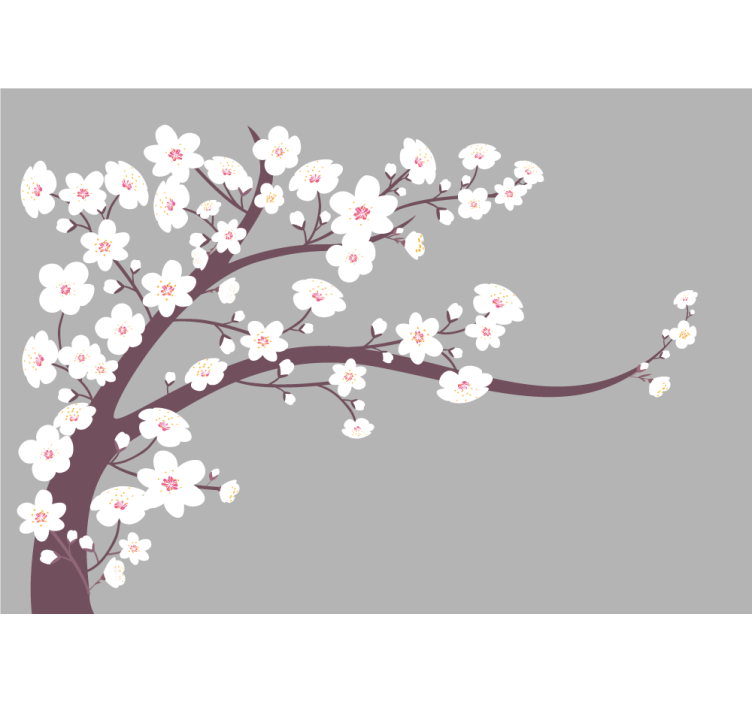 厨房盲道白色花朵搭配灰色背景 - TenStickers