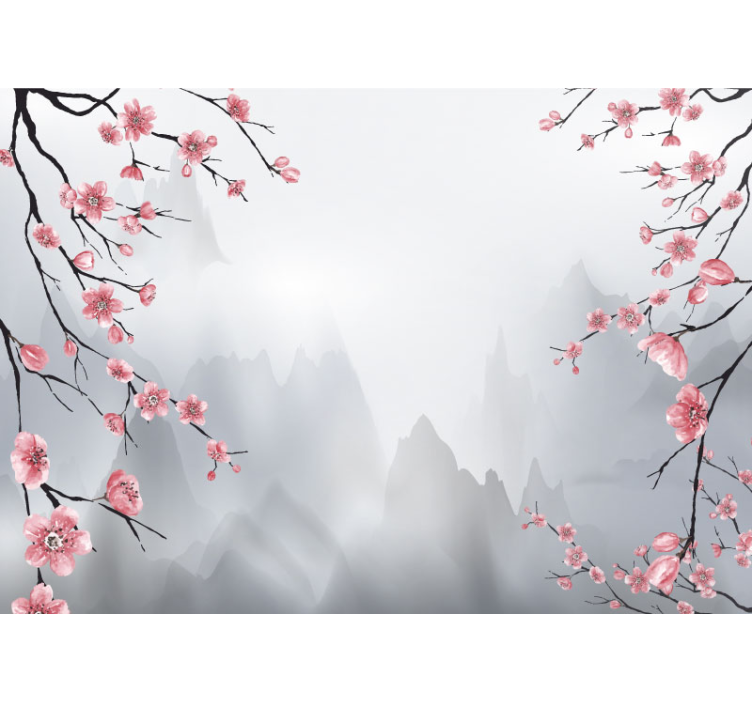 厨房盲道樱花与群山 - TenStickers