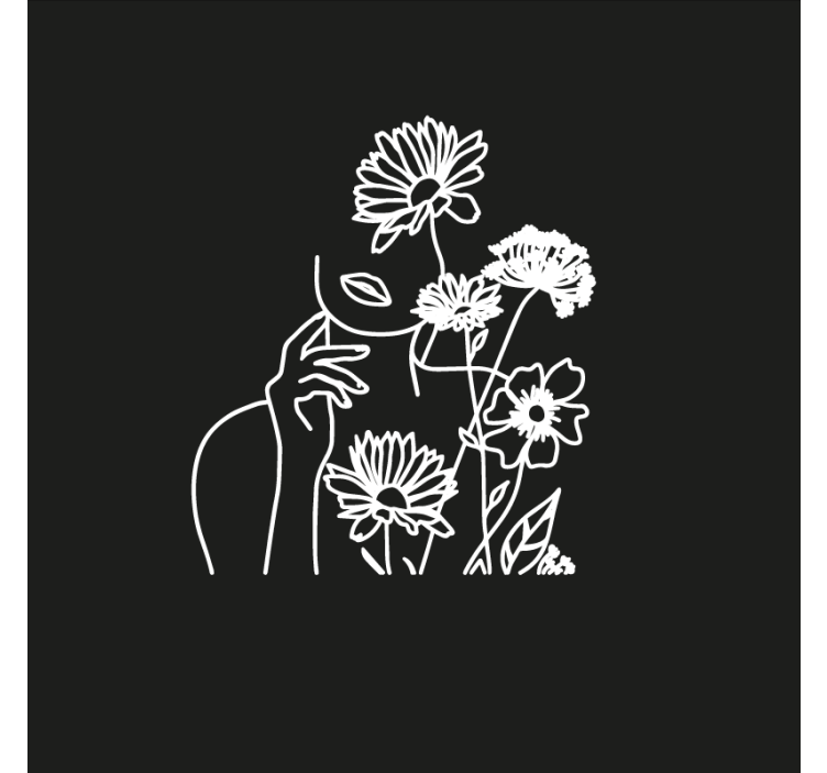 起居室盲道女性与向日葵极简设计 - TenStickers