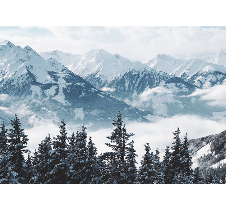 起居室盲道雪山与树木图案 - TenStickers