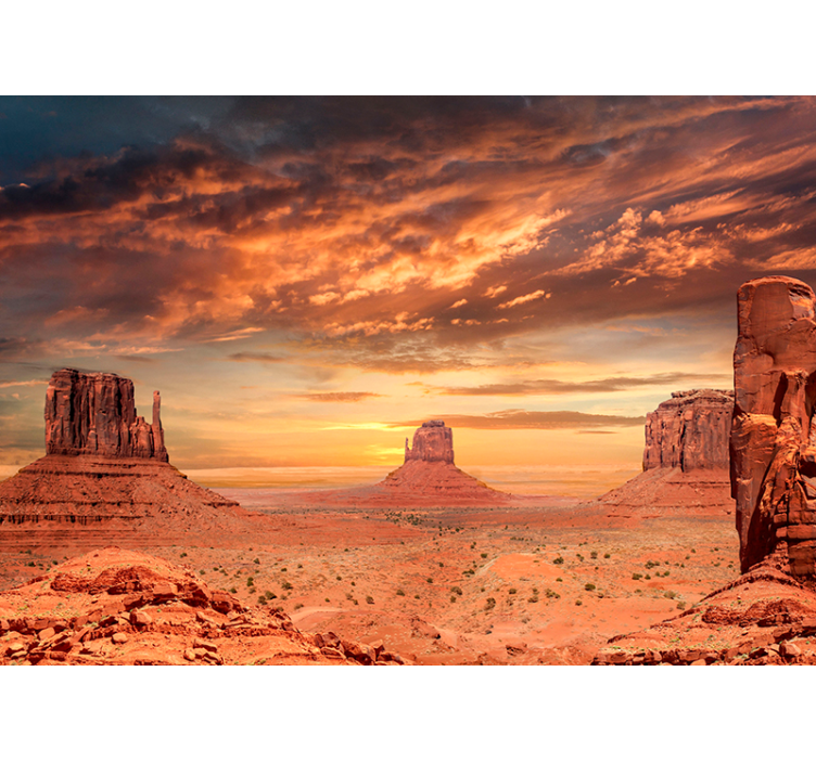 起居室盲道沙漠上的山脉 - TenStickers