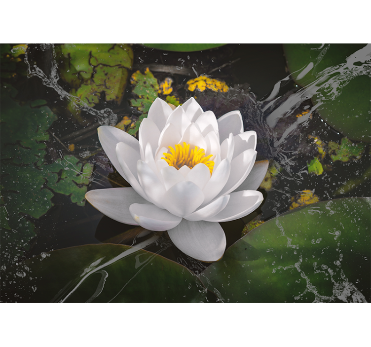 起居室盲道白色和黄色莲花 - TenStickers