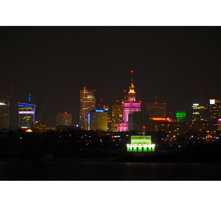 起居室盲道夜幕下的华沙 - TenStickers