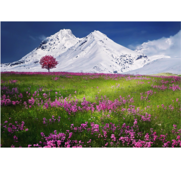 起居室盲道山中花卉风景 - TenStickers
