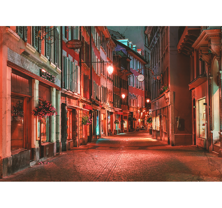 起居室盲道在瑞士夜晚孤独的城市 - TenStickers