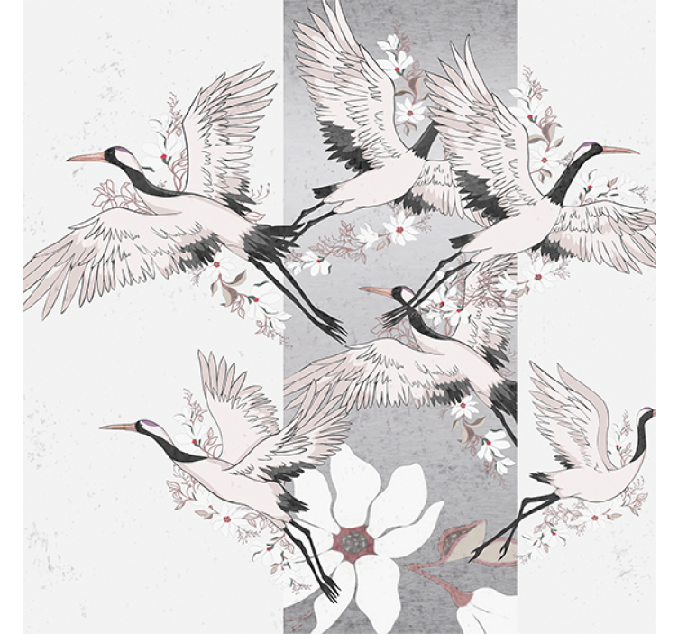 起居室盲道东方鸟艺术条纹 - TenStickers