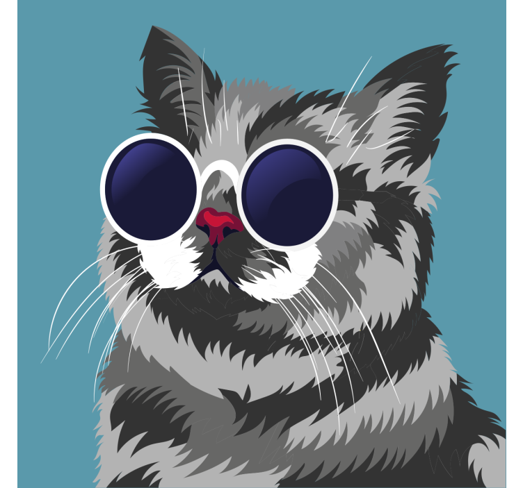 起居室盲道有趣的灰猫画作 - TenStickers