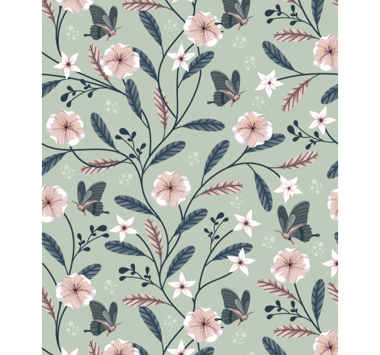 盲人花草花卉蝴蝶图案 - TenStickers