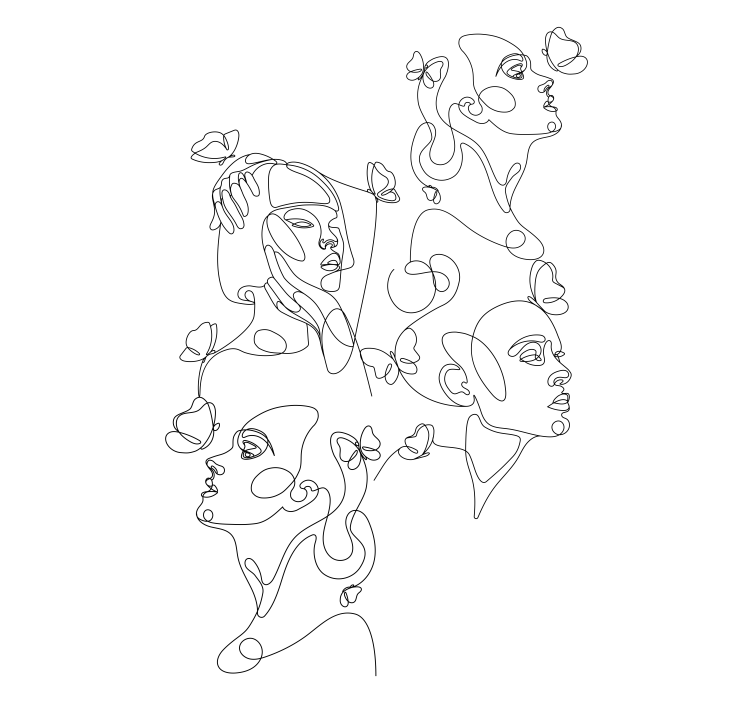 图案化的盲人线条艺术面孔 - TenStickers