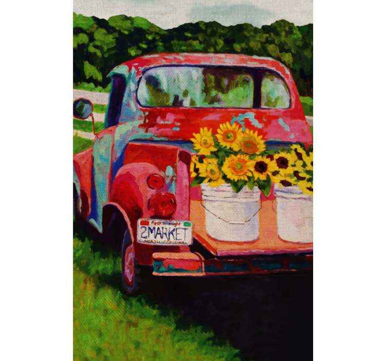 花卉盲道复古卡车花束 - TenStickers