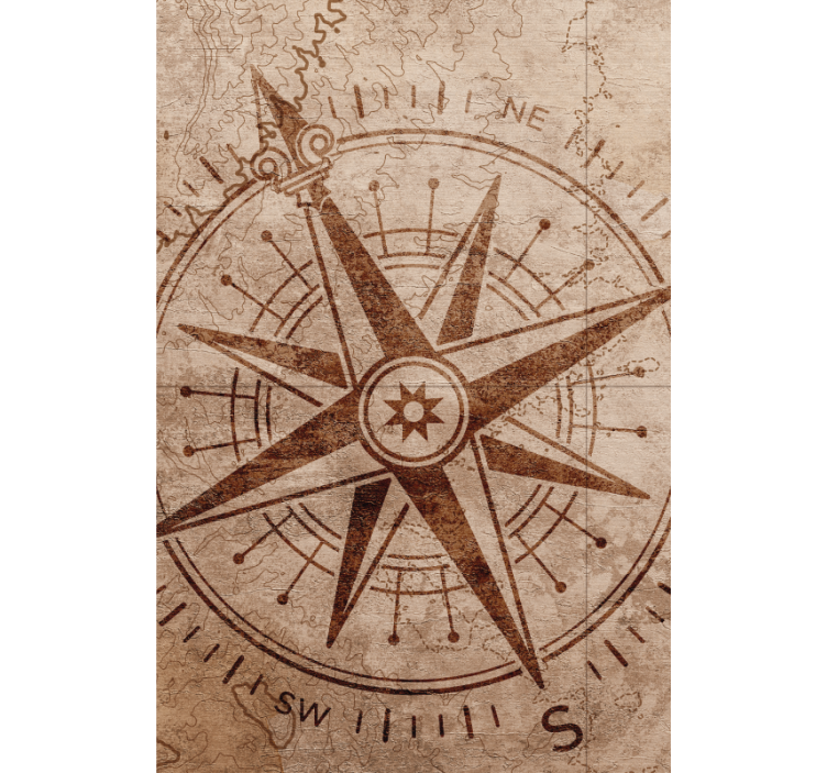 带世界地图的盲人复古罗盘设计 - TenStickers