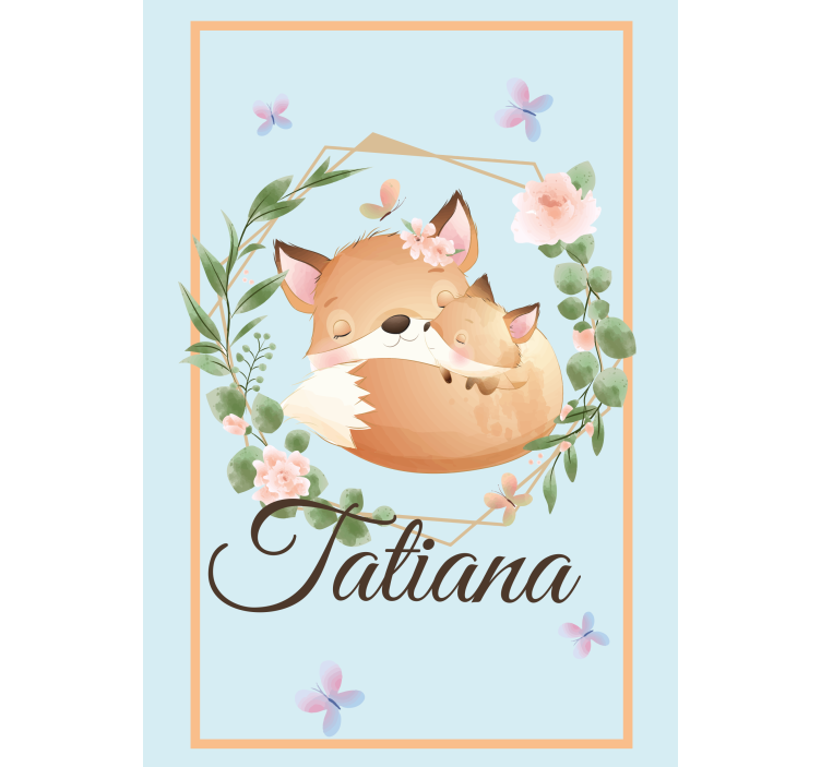 可爱的动物狐狸与名字托儿所卷簾 - TenStickers