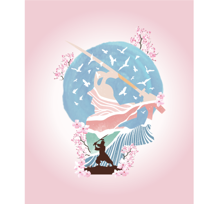 图案化的盲人优雅武士剪影 - TenStickers