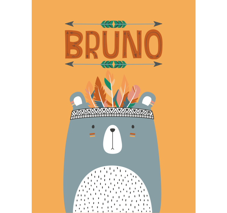 蓝色北欧熊与可定制的名字卷簾 - TenStickers