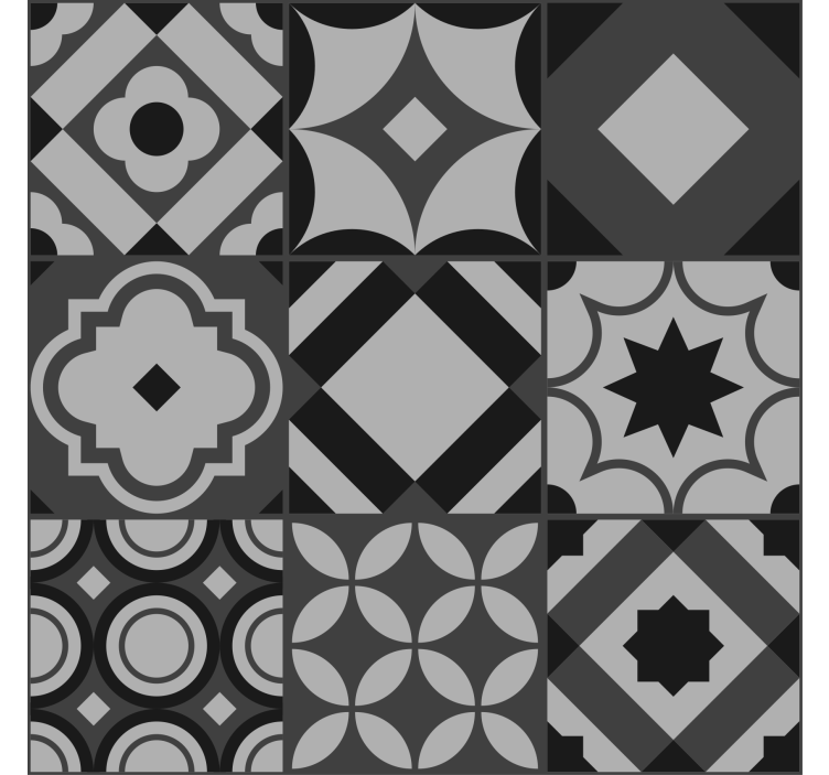 厨房卷簾道 黑色瓷砖 - TenStickers