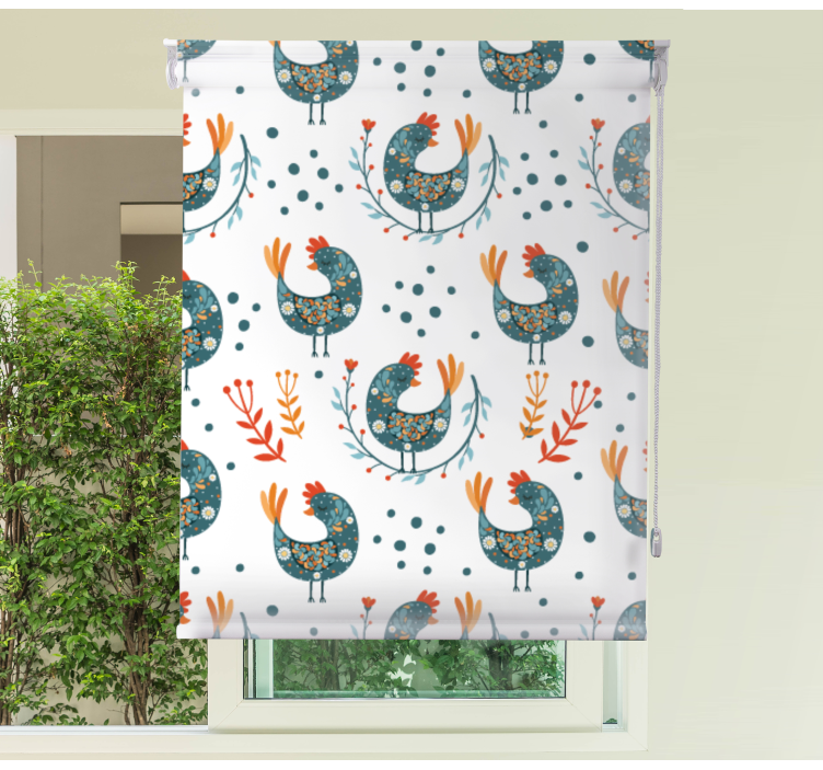 有动物的百叶窗蓝色羽毛鸡 - TenStickers