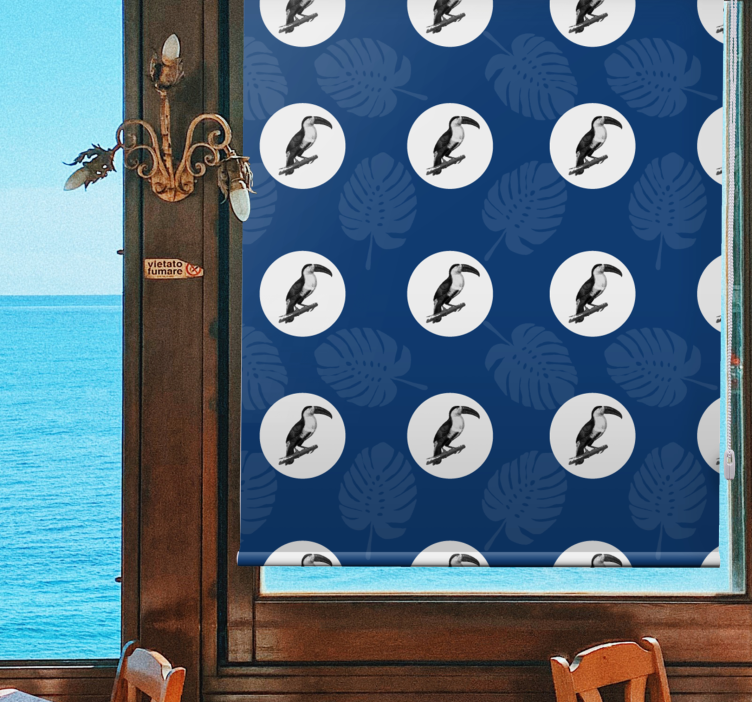 有动物的百叶窗热带巨嘴鸟图案 - TenStickers