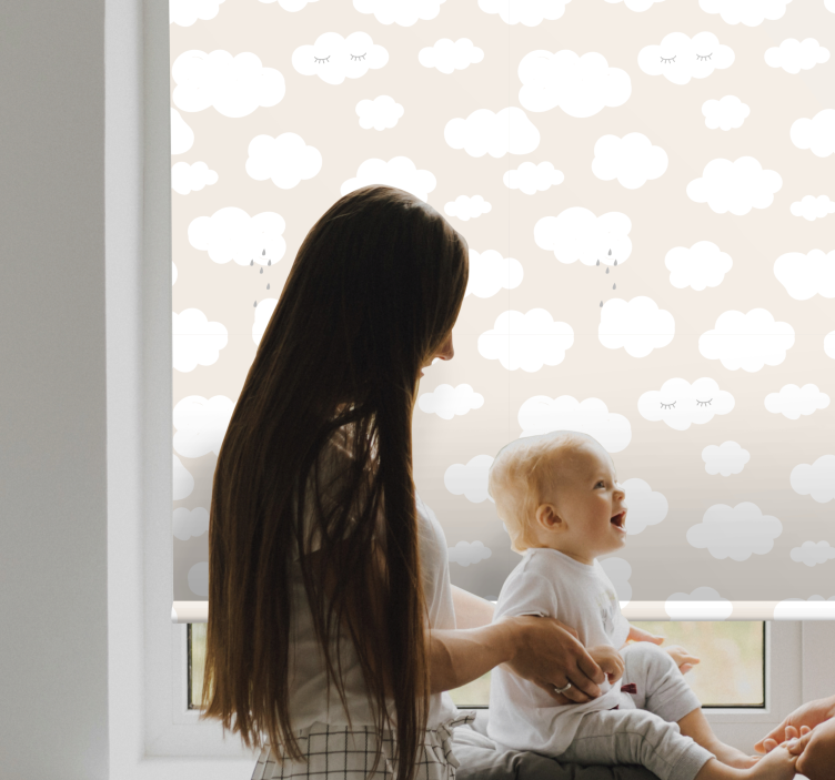 米色背景与哭泣的云卷簾 - TenStickers