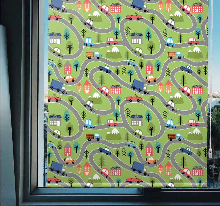 儿童盲人五彩斑斓的车辆道路 - TenStickers