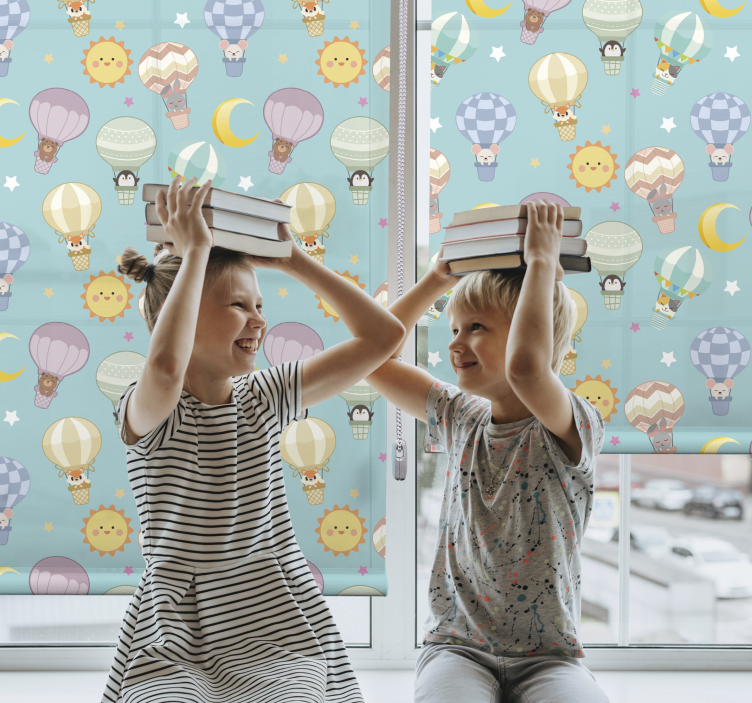 儿童盲人热气球与太阳 - TenStickers