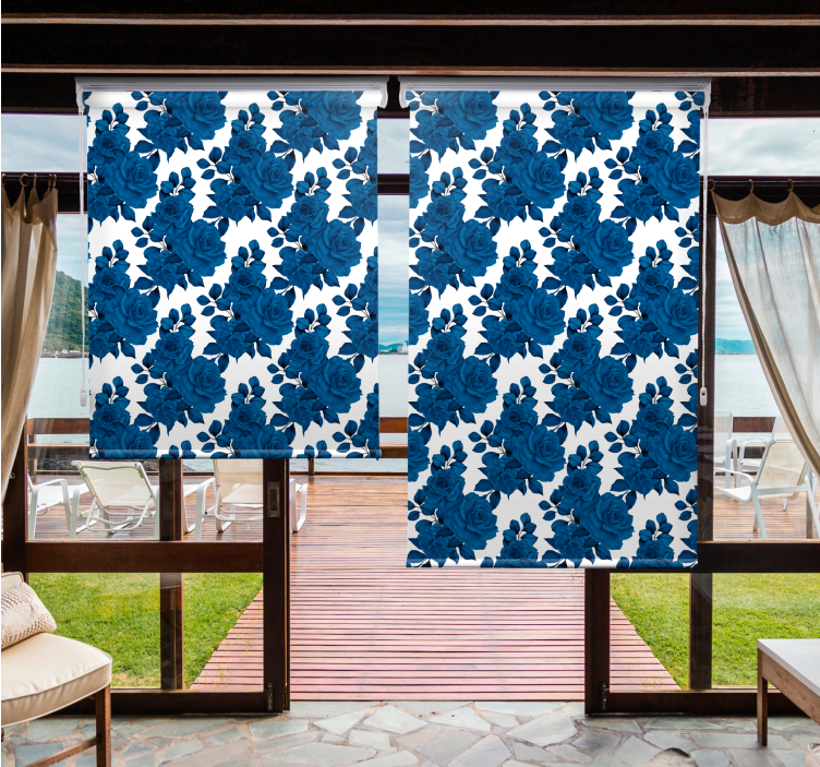 盲人花草天蓝花卉图案 - TenStickers