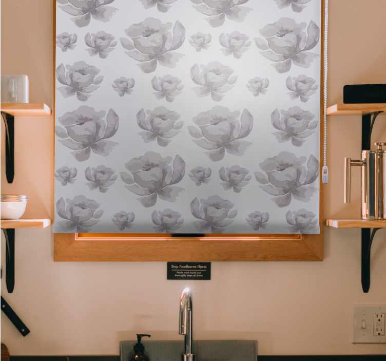 盲人花草灰色精致设计 - TenStickers